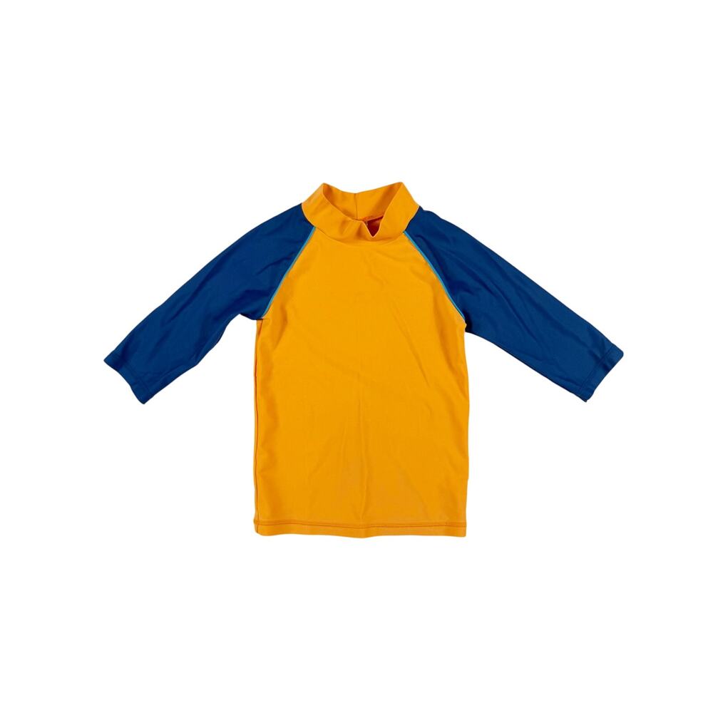 Mini Boden Colorblock Rash Guard Swim Shirt Orange Blue 4-5 Years